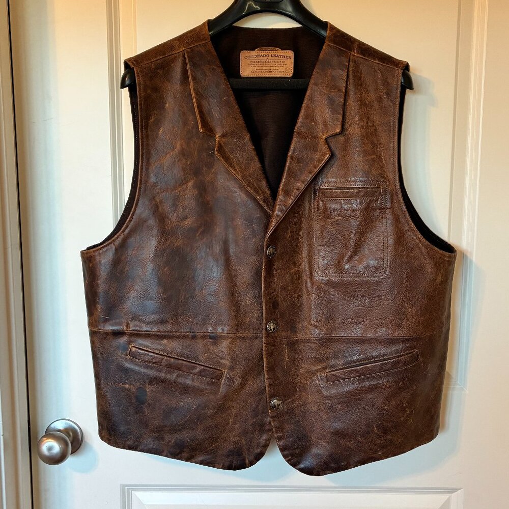 Vintage Coronado Leather Holster Vest 2XL, Buffalo Nickel Snaps, Brown